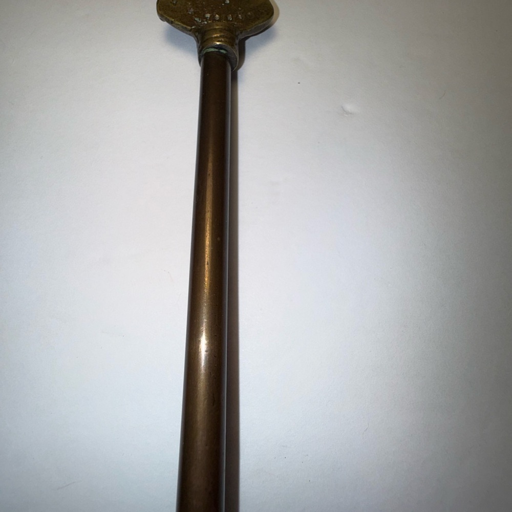 Vintage English Solid Brass Toasting Fork with Man and Building - Picture 10 of 12